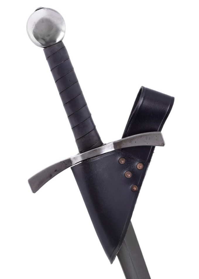 Læder bæltegehæng for sværd, sort