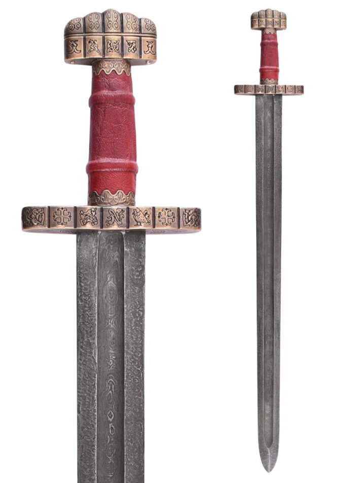 Vikinge Sværd fra Hedeby med skede, 9. Årh., Dekorations sværd - Damaskus stål