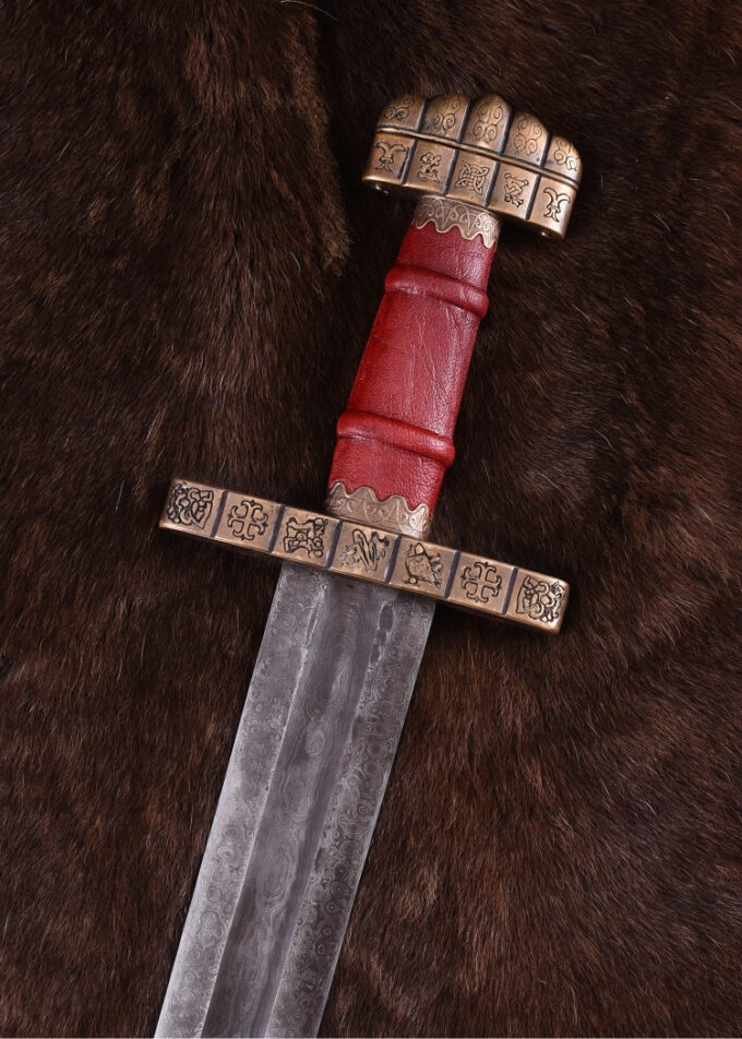 Vikinge Sværd fra Hedeby med skede, 9. Årh., Dekorations sværd - Damaskus stål