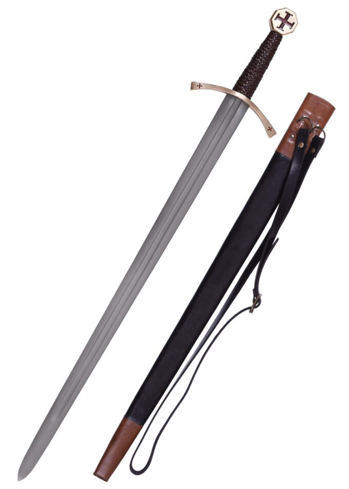 Tempelridder sværd med "Cross Pattée", inklusiv skede