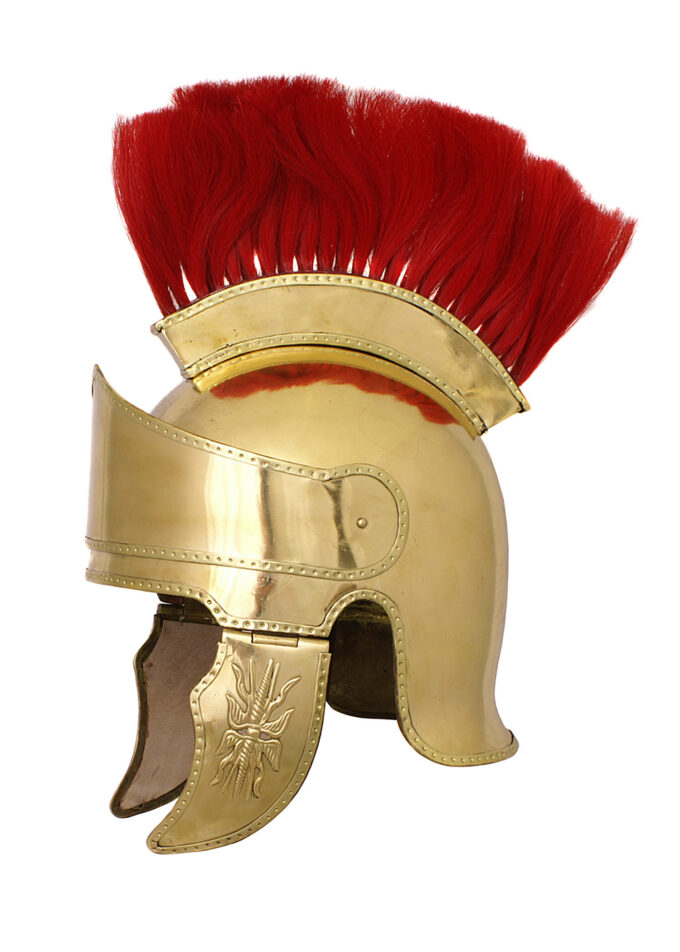 Romersk hjelm af messing med børste