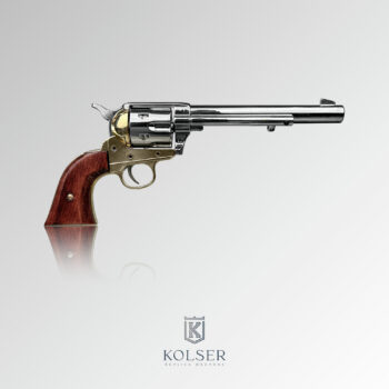 KOLSER Replika-Colt Revolver .45 US Cavalry 1873, Poleret Nikkel, Guld, Træ